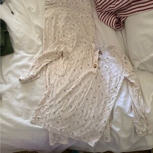 Cream Floral Button Henley bamboo pj set 3T